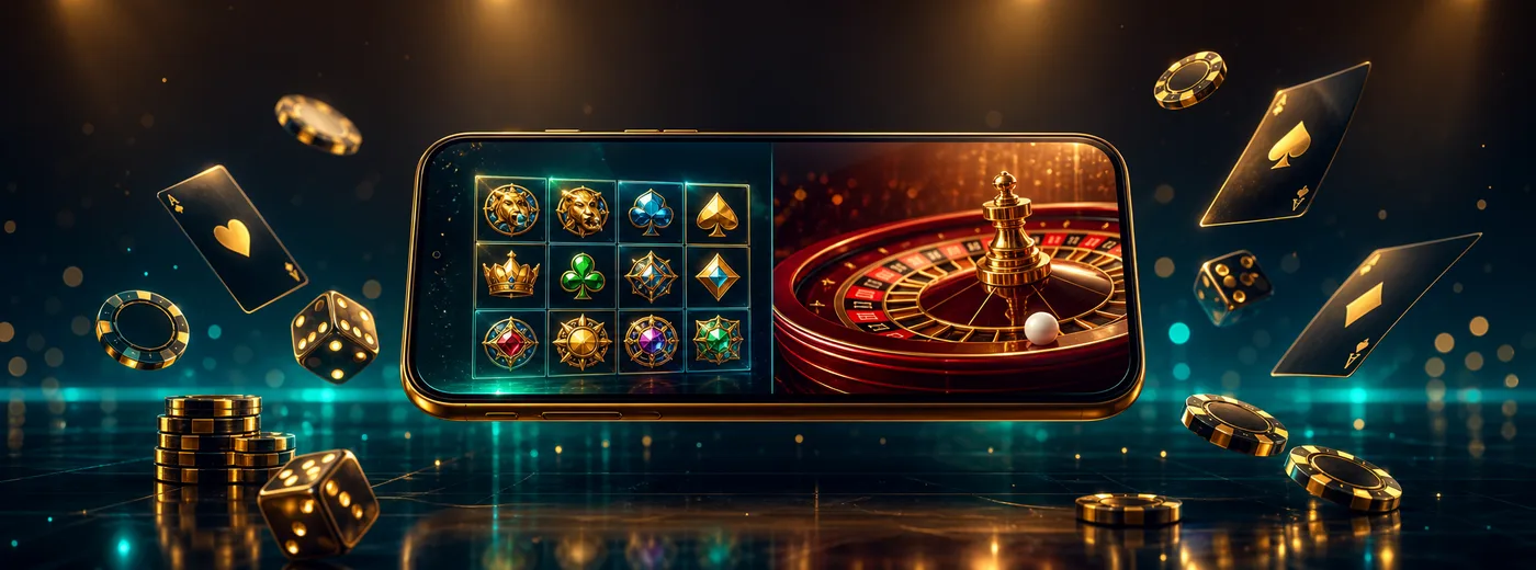 Tragamonedas y mesas de casino en vivo en la pantalla de un teléfono